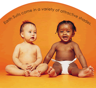 smiling babies, Earth Suits come in a variety of attractive shades.